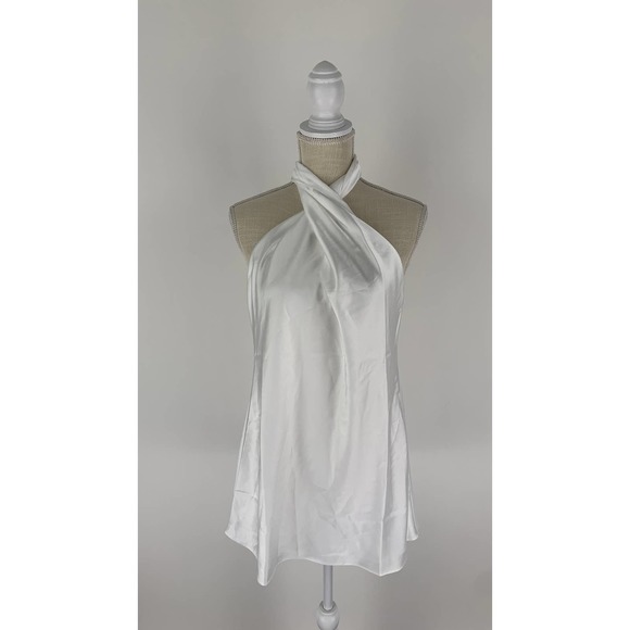 Show Me Your MuMu Jasmine Halter Mini Dress Womens Small Ivory Luxe Satin New - Picture 7 of 11